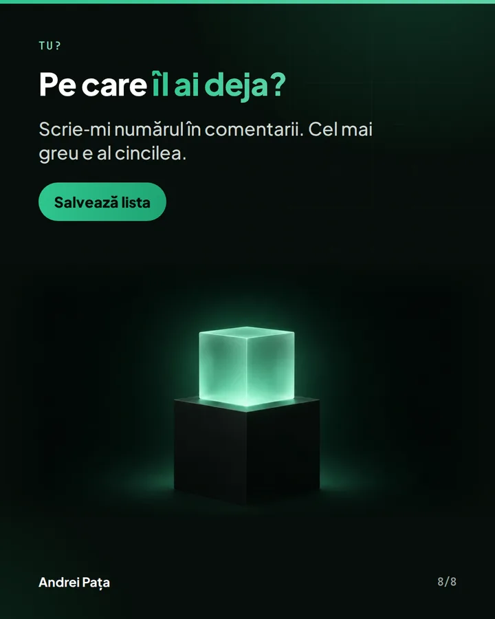 Tu? — Pe care îl ai deja? — Scrie-mi numărul în comentarii. Cel mai greu e al cincilea.